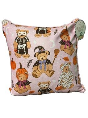 ENVOGUE 18x18 Teddy Bear Costumes Pink Halloween Decorative Pillow NEW